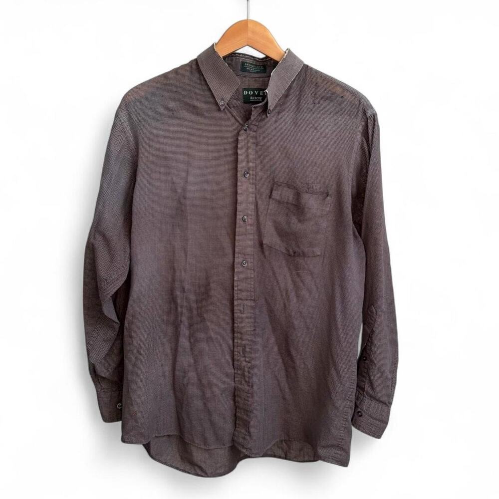 Vintage 90s Dover Arrow Distressed Button Up Shirt 16.5 32/33 Thrashed Grunge